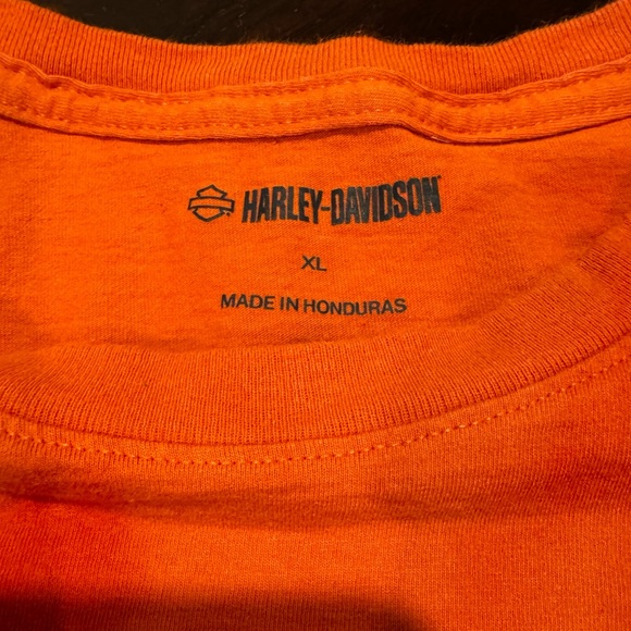 Harley-Davidson Men’s Bar and Shield Long Sleeve Safety Orange Graphic T-shirt - Picture 2 of 5